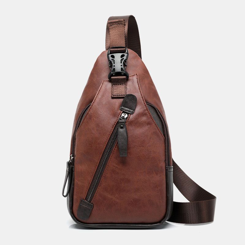 Männer Pu-leder Multi-pocket Wasserdichte Lässige Umhängetasche Brusttasche Sling Bag