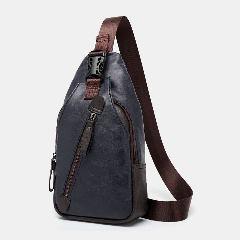 Männer Pu-leder Multi-pocket Wasserdichte Lässige Umhängetasche Brusttasche Sling Bag