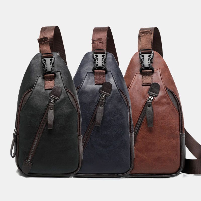 Männer Pu-leder Multi-pocket Wasserdichte Lässige Umhängetasche Brusttasche Sling Bag