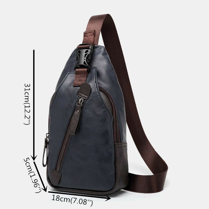 Männer Pu-leder Multi-pocket Wasserdichte Lässige Umhängetasche Brusttasche Sling Bag