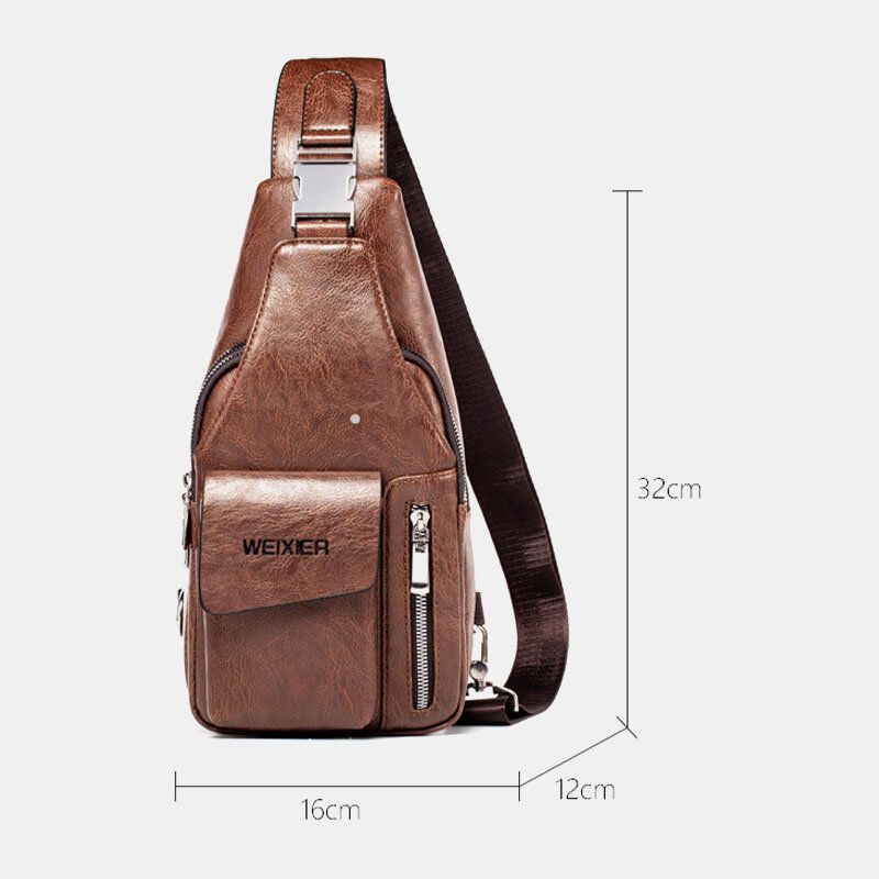 Männer Pu-leder Multifunktionale Große Kapazität Wasserdichte 6.5-zoll-telefontasche Brusttasche Crossbody-taschen