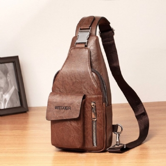 Männer Pu-leder Multifunktionale Große Kapazität Wasserdichte 6.5-zoll-telefontasche Brusttasche Crossbody-taschen