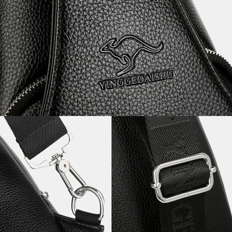 Männer Pu-leder Usb-aufladung Wasserdicht Kopfhörer Loch Business Umhängetasche Brusttasche Sling Bag