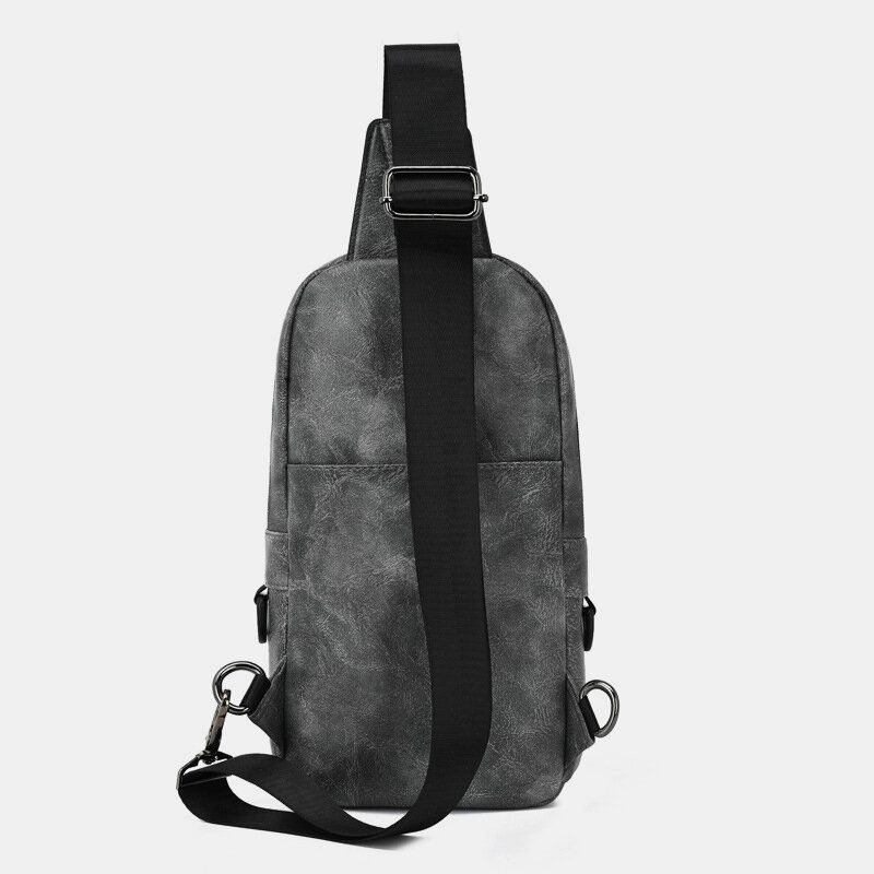 Männer Pu-leder Wasserdichtes Multi-pocket-kopfhörerloch Lässige Brusttaschen Umhängetasche Crossbody-taschen