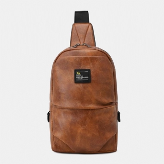 Männer Pu-leder Wasserdichtes Multi-pocket-kopfhörerloch Lässige Brusttaschen Umhängetasche Crossbody-taschen