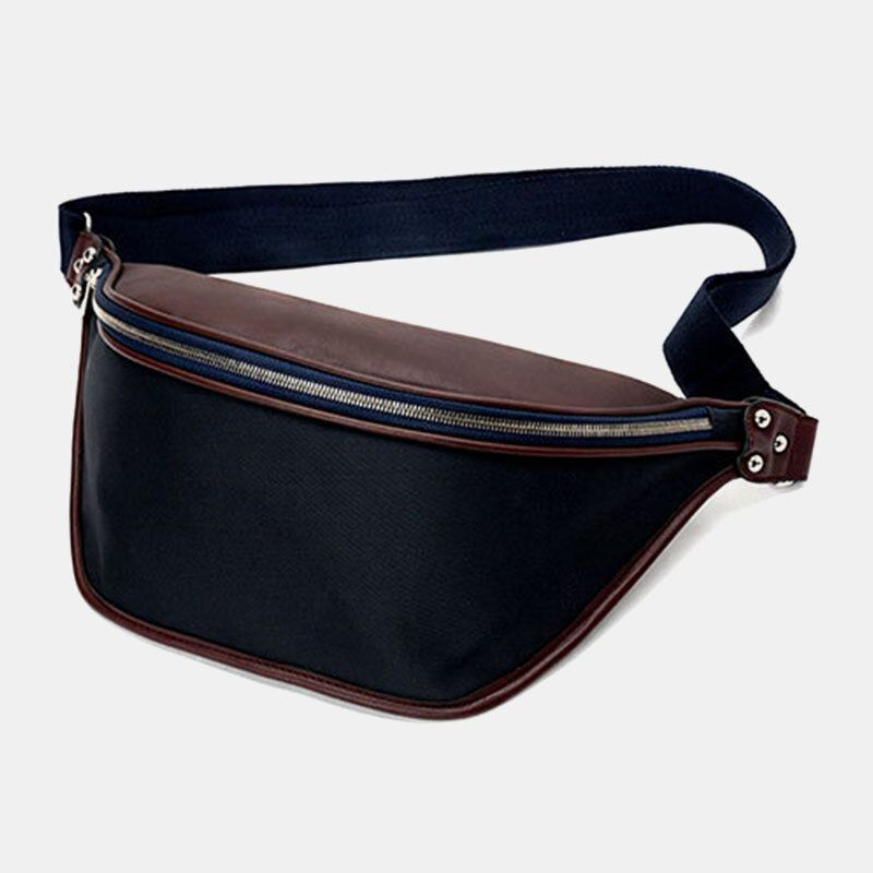 Männer Pu-leder Zweifarbiges Spleißen Sport Vintage Wasserdichte Patchwork-umhängetasche Brusttasche Umhängetasche