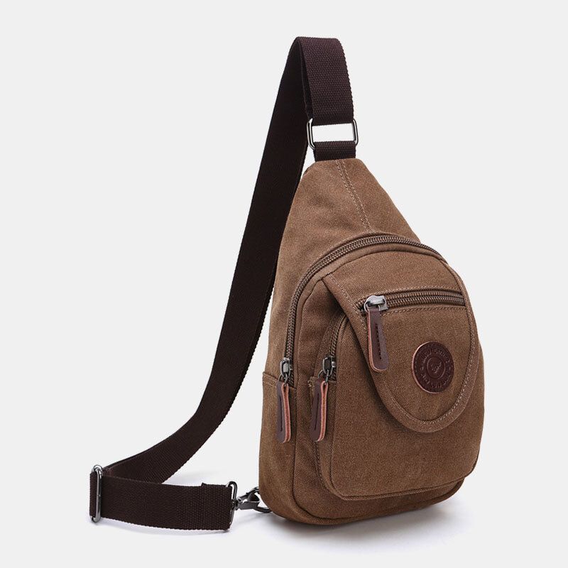 Männer Retro Canvas Hohe Kapazität Brusttasche Casual Wear Widerstandsfähige Wasserdichte Umhängetasche Umhängetasche