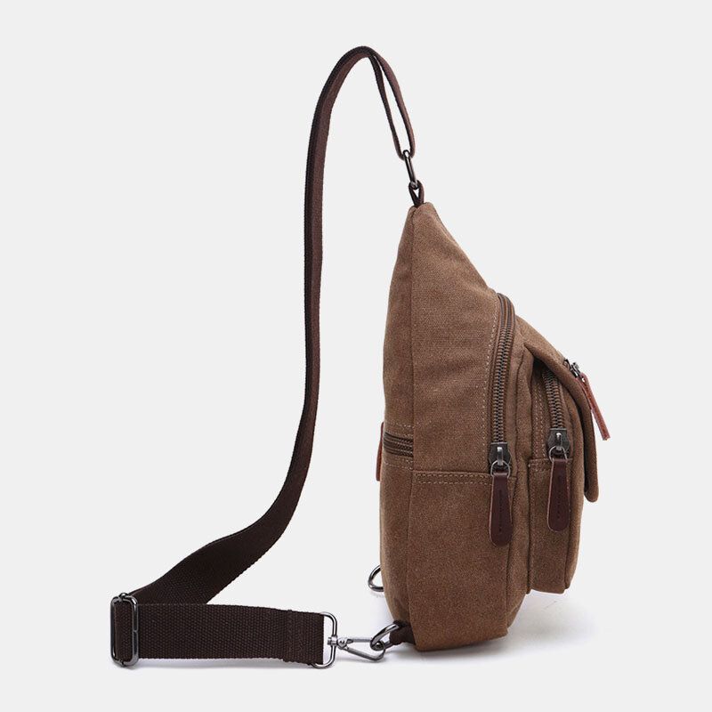 Männer Retro Canvas Hohe Kapazität Brusttasche Casual Wear Widerstandsfähige Wasserdichte Umhängetasche Umhängetasche