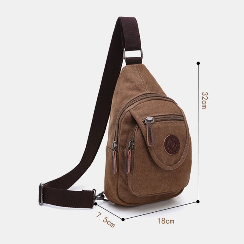 Männer Retro Canvas Hohe Kapazität Brusttasche Casual Wear Widerstandsfähige Wasserdichte Umhängetasche Umhängetasche