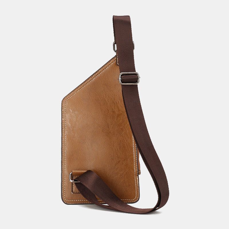 Männer Retro Pu-leder Kopfhörer Loch Design Brusttasche Wasserdichter Reißverschluss Umhängetasche Mit Mehreren Taschen Umhängetasche