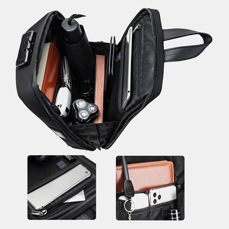 Männer Usb-aufladung Anti-diebstahl-codeschloss Brusttasche Multifunktionale Outdoor-reise-umhängetasche Mit Großer Kapazität