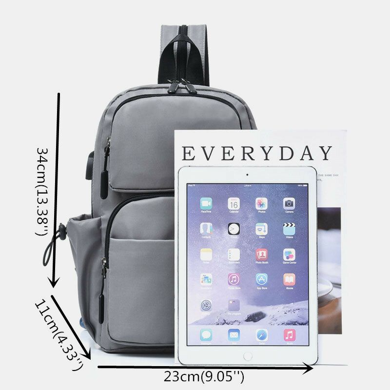 Männer Usb-aufladung Multi-carry Multi-layer Wasserdichte Umhängetasche Brusttasche Sling Bag Rucksack