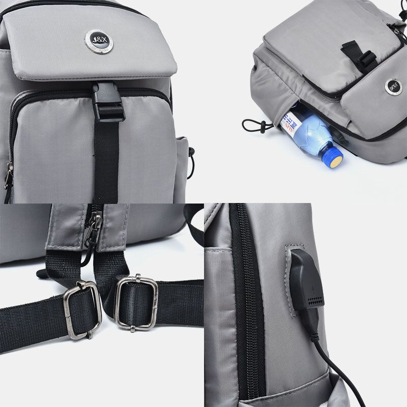 Männer Usb-aufladung Multi-carry Multi-layer Wasserdichte Umhängetasche Brusttasche Sling Bag Rucksack