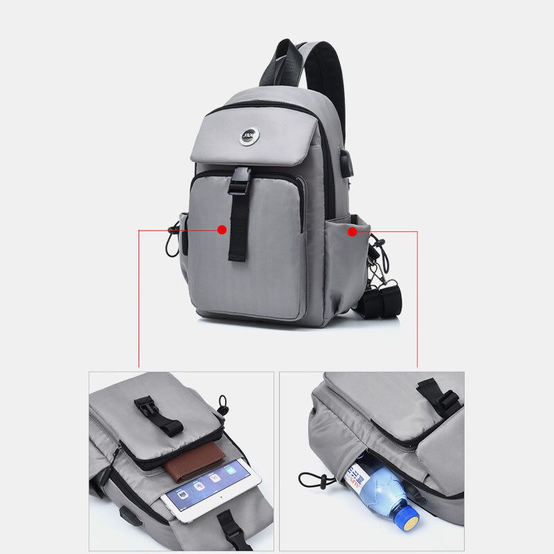 Männer Usb-aufladung Multi-carry Multi-layer Wasserdichte Umhängetasche Brusttasche Sling Bag Rucksack