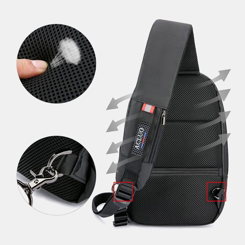 Männer Usb-aufladung Wasserdichte Brusttasche Lässiger Abnehmbarer Schultergurt Atmungsaktive Crossbody-taschen Umhängetasche