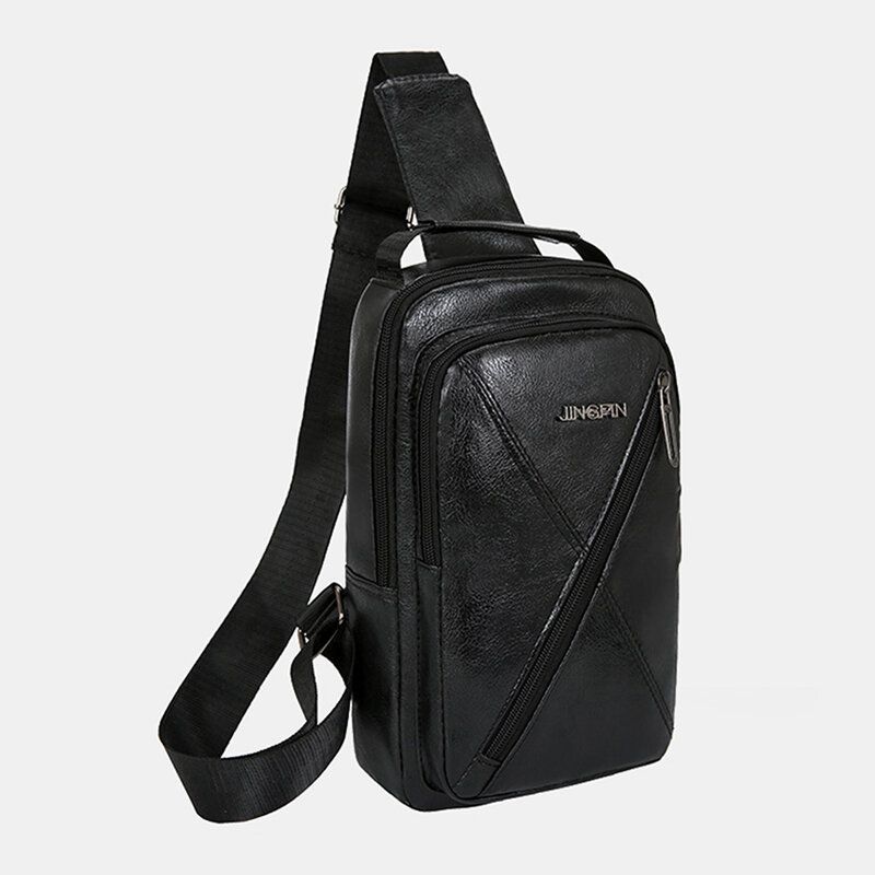 Männer Vintage Usb-lade-design Multi-pocket-brusttasche Große Kapazität Verschleißfeste Crossbody-umhängetasche