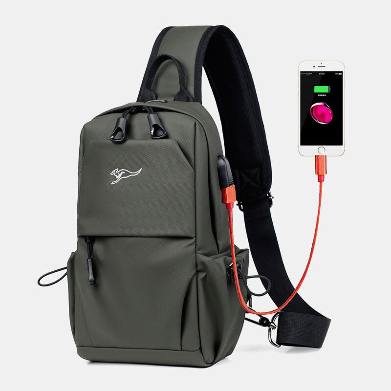 Wasserdichte Abriebfeste Herren-brusttasche Mit Usb-ladefunktion. Diebstahlsichere Umhängetasche Mit Mehreren Taschen