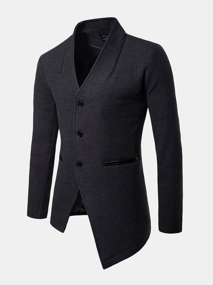 Einfarbiger Trenchcoat-blazer Im Britischen Stil Mit V-ausschnitt Für Herren