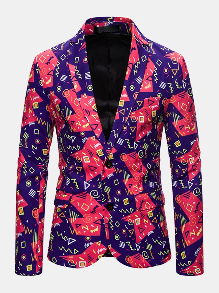 Einreihiger Freizeit-langarm-blazer Mit Weihnachtsmuster Für Herren