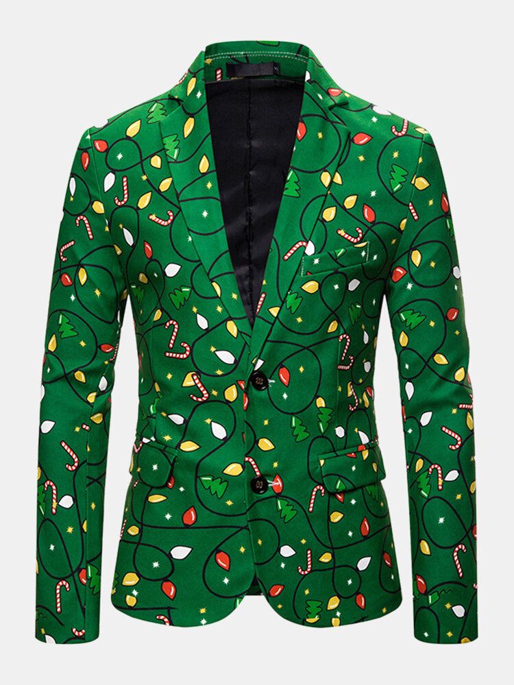 Einreihiger Freizeit-langarm-blazer Mit Weihnachtsmuster Für Herren