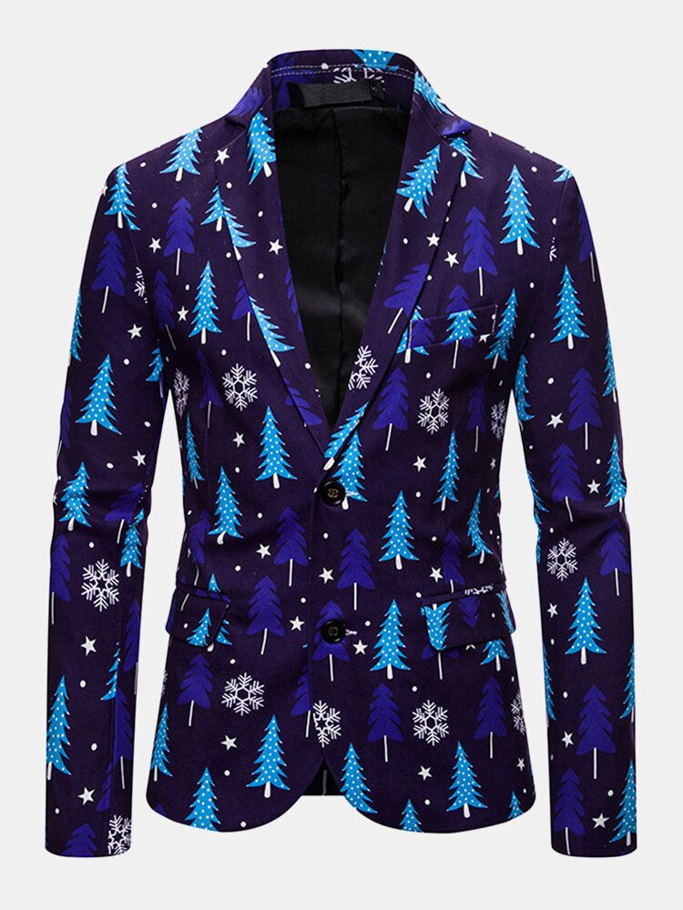 Einreihiger Freizeit-langarm-blazer Mit Weihnachtsmuster Für Herren