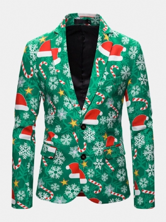 Einreihiger Freizeit-langarm-blazer Mit Weihnachtsmuster Für Herren