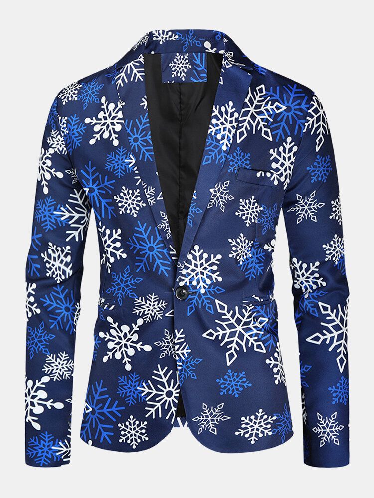 Herren Cartoon Christmas Element Print Einreihiger Party Funny Blazer