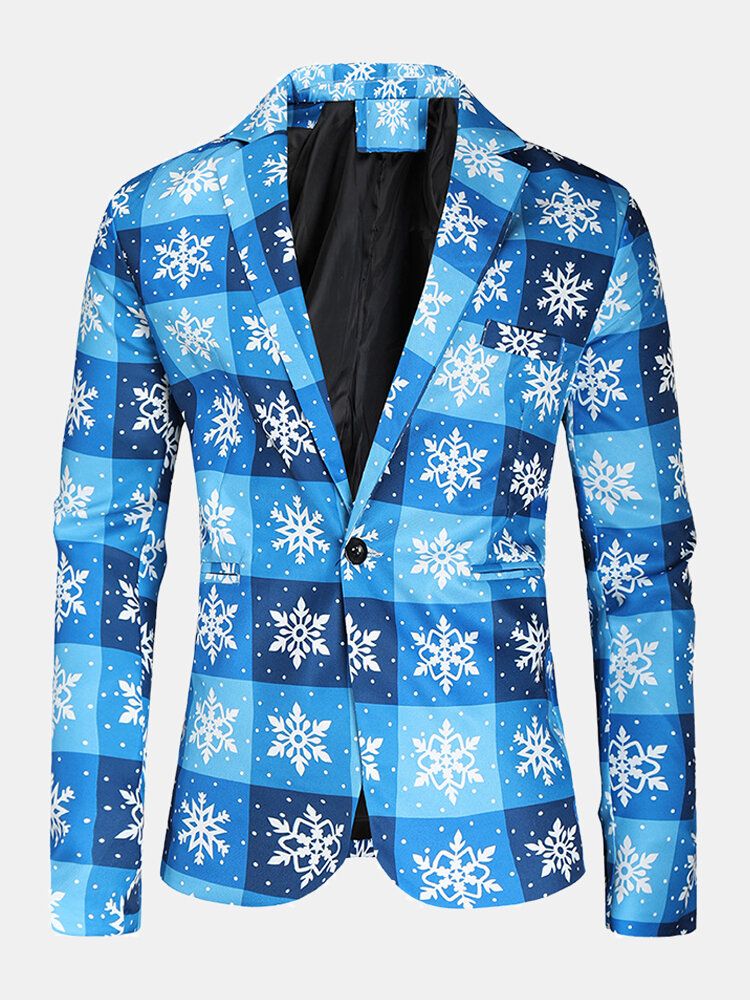 Herren Cartoon Christmas Element Print Einreihiger Party Funny Blazer