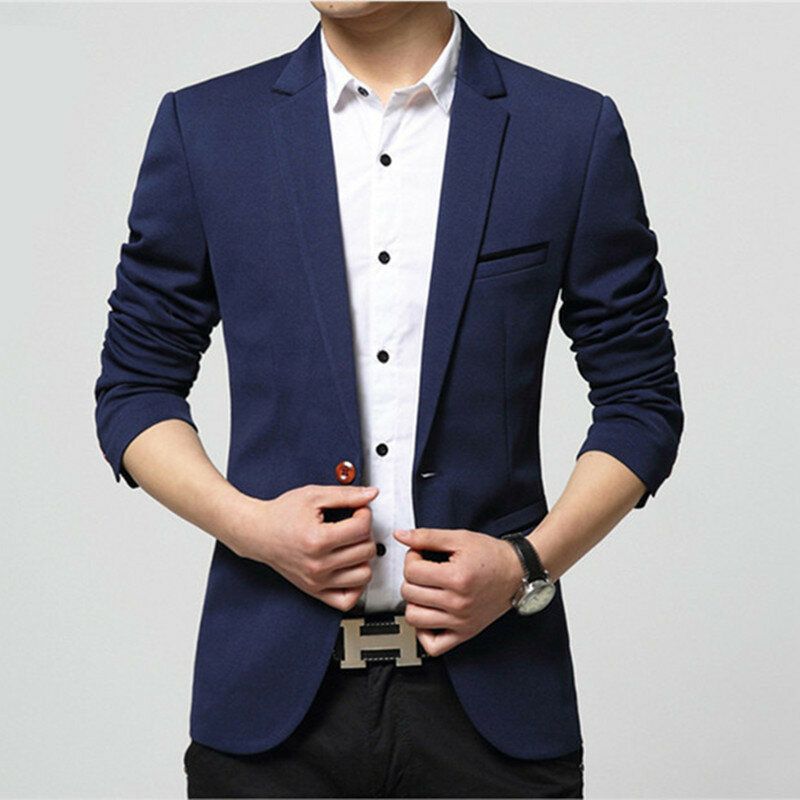 Herren Korean Solid Youth Slim Jacket Kleine Freizeitanzüge