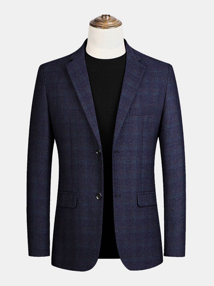 Männer Plaid Flat Collar Einreihige Tasche Langarm Casual Blazer