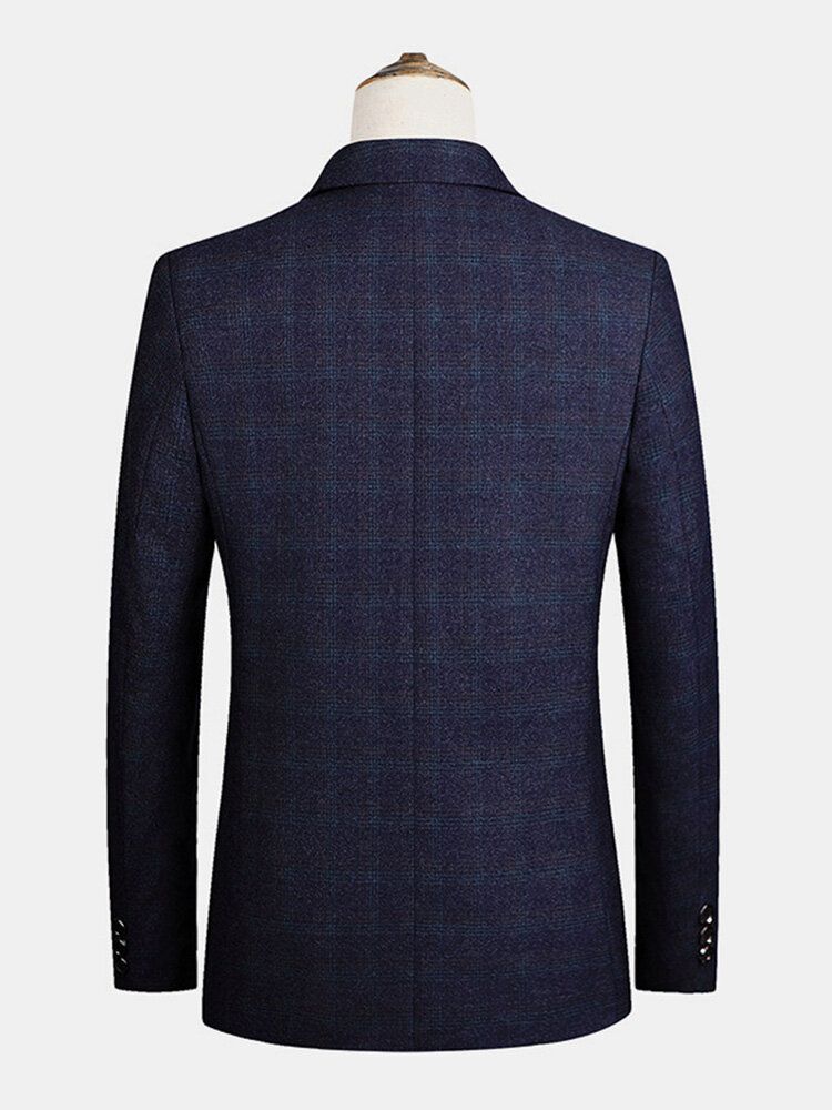 Männer Plaid Flat Collar Einreihige Tasche Langarm Casual Blazer