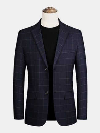 Männer Plaid Flat Collar Einreihige Tasche Langarm Casual Blazer