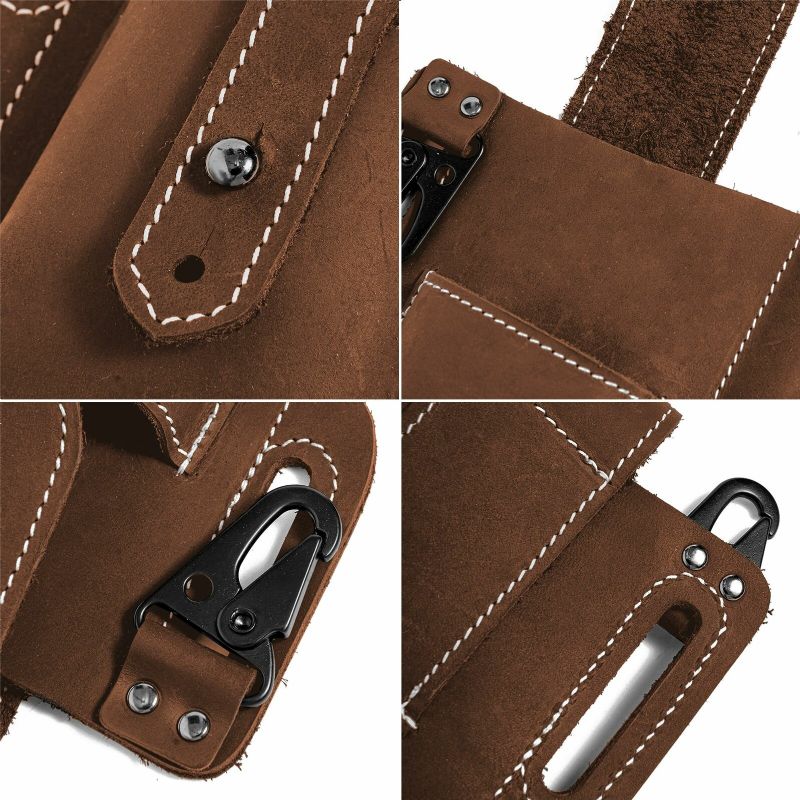 Herren Echtes Leder Edc Multitool Stift Schlüsselanhänger Organizer Gürteltasche