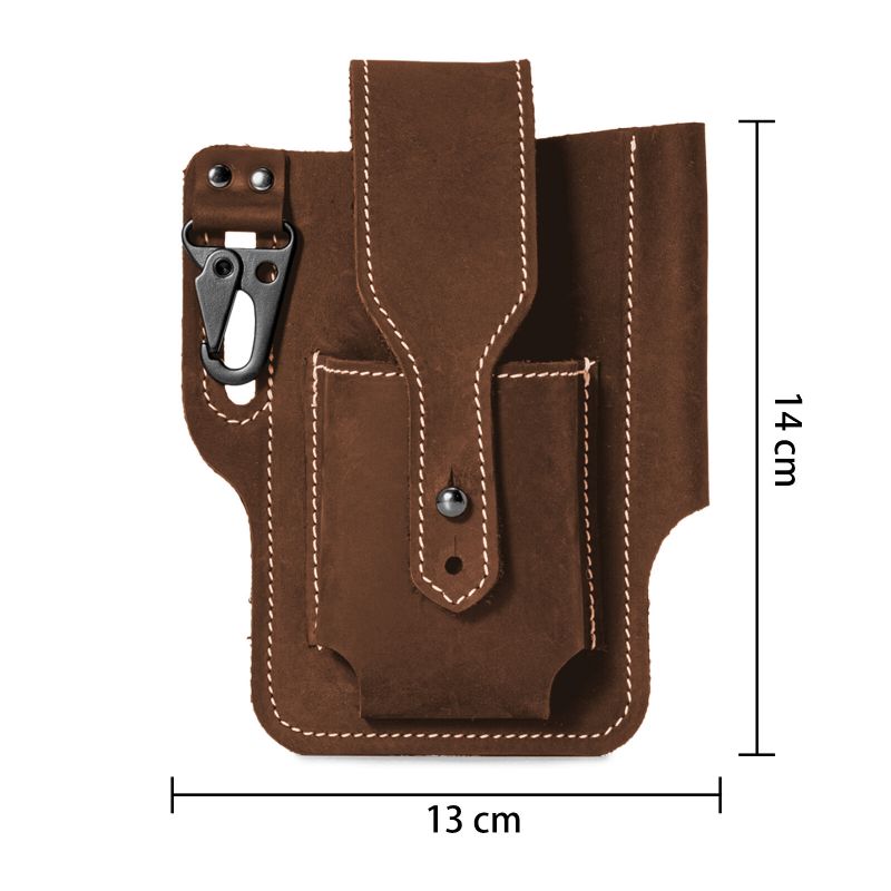 Herren Echtes Leder Edc Multitool Stift Schlüsselanhänger Organizer Gürteltasche