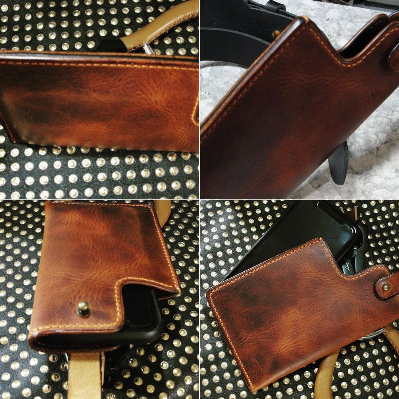 Herren Echtes Leder Hasp Gürteltasche Retro 6.3 Zoll Handytasche Gürteltasche