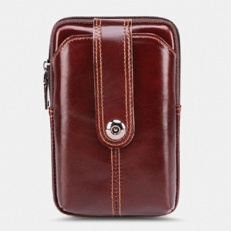 Herren Echtes Leder Retro Große Kapazität Gürteltasche 6.5 Zoll Handytasche Gürteltasche