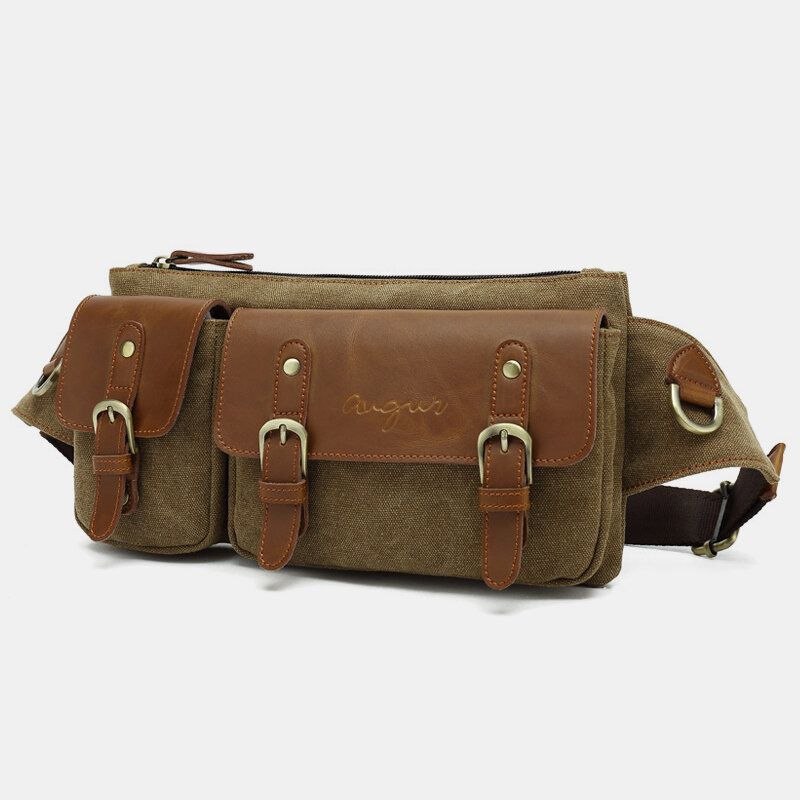 Herren-gürteltasche Aus Segeltuch Multifunktional Hasp-tasche Outdoor Lässig Brusttasche Umhängetasche