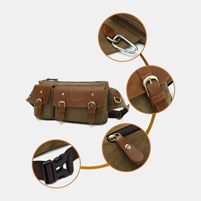 Herren-gürteltasche Aus Segeltuch Multifunktional Hasp-tasche Outdoor Lässig Brusttasche Umhängetasche