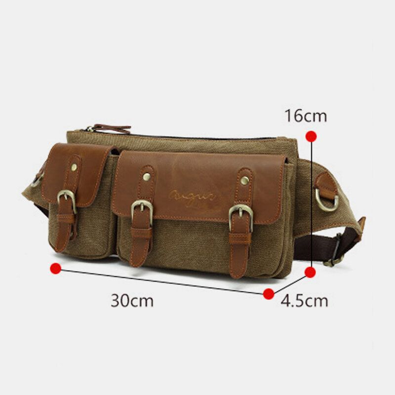 Herren-gürteltasche Aus Segeltuch Multifunktional Hasp-tasche Outdoor Lässig Brusttasche Umhängetasche