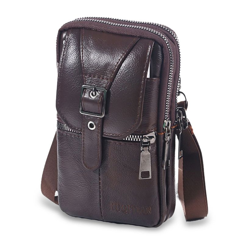 Herren-rindsleder-vintage-gürteltasche Tragbare Outdoor-sport-handy-gürteltasche Umhängetasche