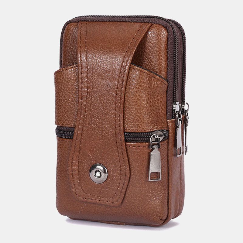 Herren Strapazierfähige Klappe Magnetknopf Design Gürteltasche Atmungsaktiv Tasteless Gürteltasche 6.5 Zoll Handytasche Umhängetaschen Mit Schultergurt