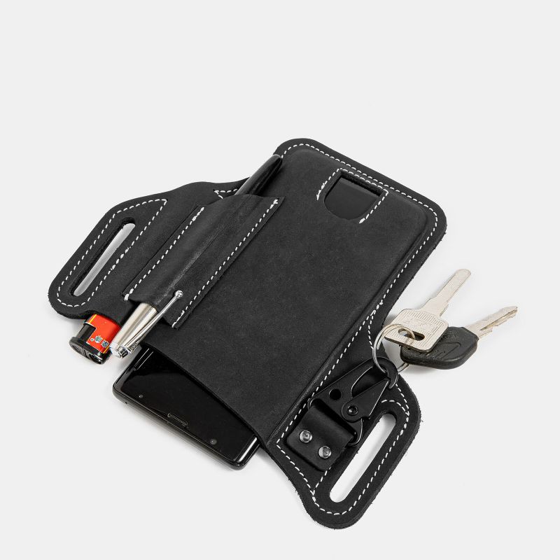 Männer Echtes Leder Edc Multitool Handy Stift Schlüsselanhänger Organizer Gürteltasche