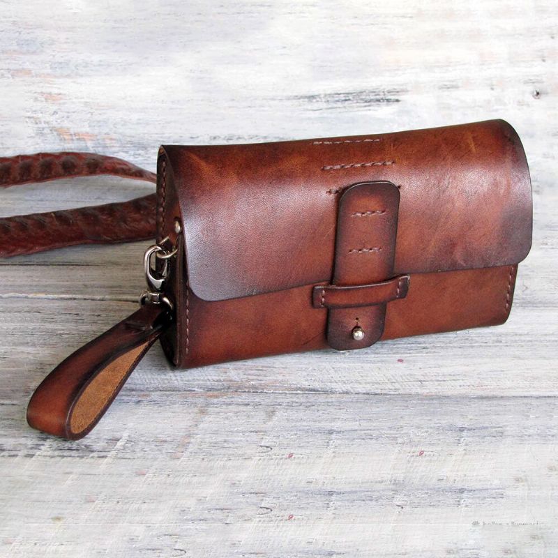 Männer Echtes Leder Multifunktions Vintage 6.3 Zoll Handytasche Handytasche Brieftaschen Geldbörse Hüfttaschen