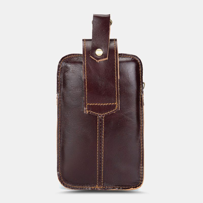 Männer Echtes Leder Reißverschluss Hasp Große Kapazität Vintage 6.5 Zoll Handytasche Gürteltasche