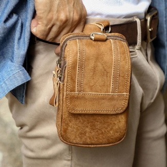 Männer Multifunktionale Große Kapazität 6.3 Zoll Handytasche Echtes Leder Gürteltasche Verschleißfeste Gürteltasche Mit Haken