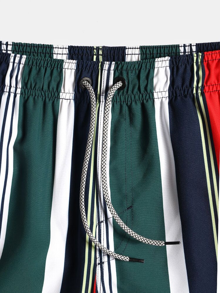 Bunt Gestreifte Herren-brettshorts Mit Kordelzug Schnell Trocknend