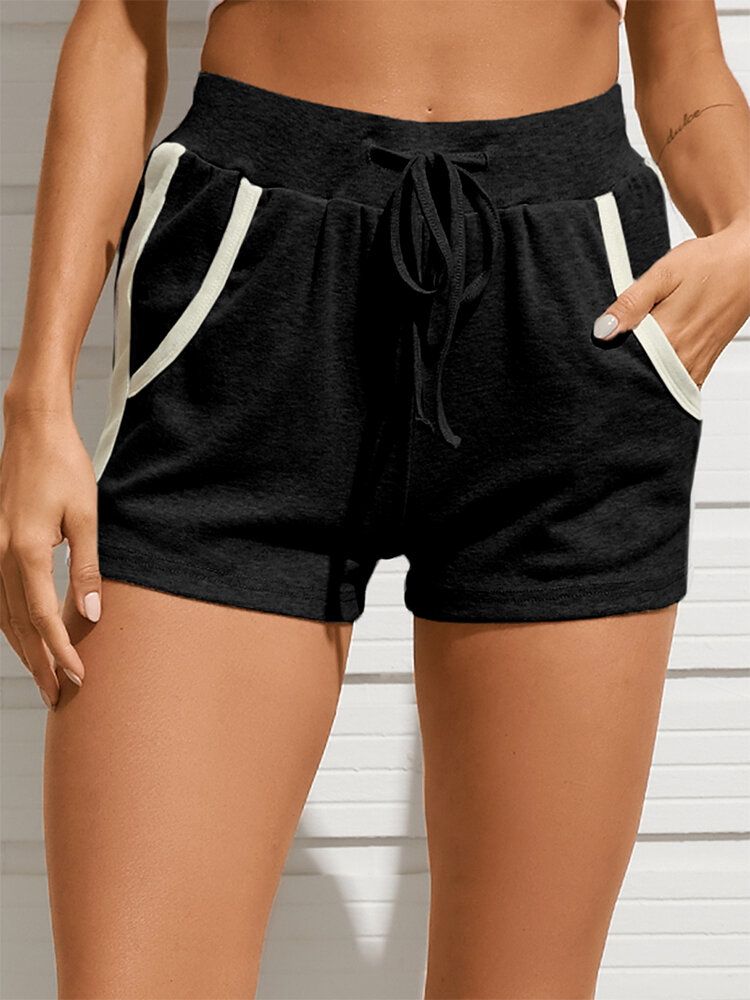 Damen-shorts Mit Seitenstreifen Und Kordelzug Lässige Sportshorts Für Zu Hause