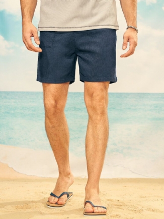 Einfarbige Gerippte Herren-shorts Mit Mehreren Taschen Und Gürtel