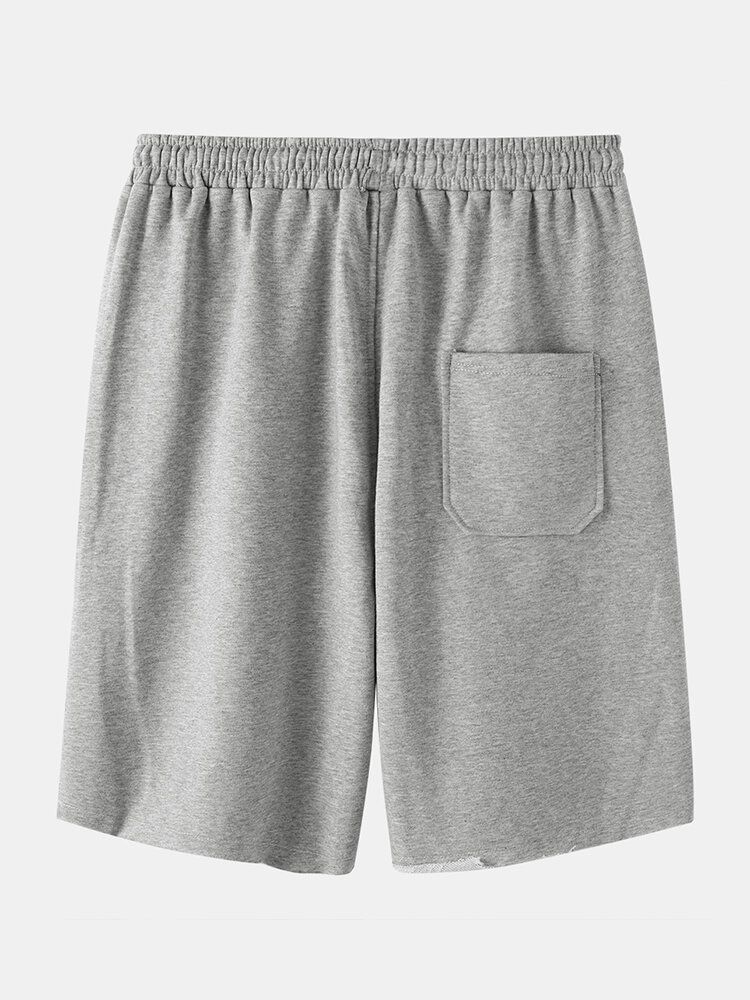 Einfarbige Herren-overalls Aus Baumwolle Mit Kordelzug Und Lockeren Shorts