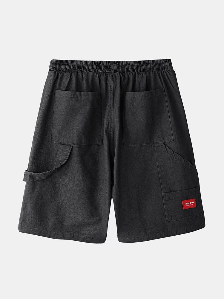 Einfarbige Herren-shorts Aus Baumwolle Mit Mehreren Taschen Und Losem Kordelzug